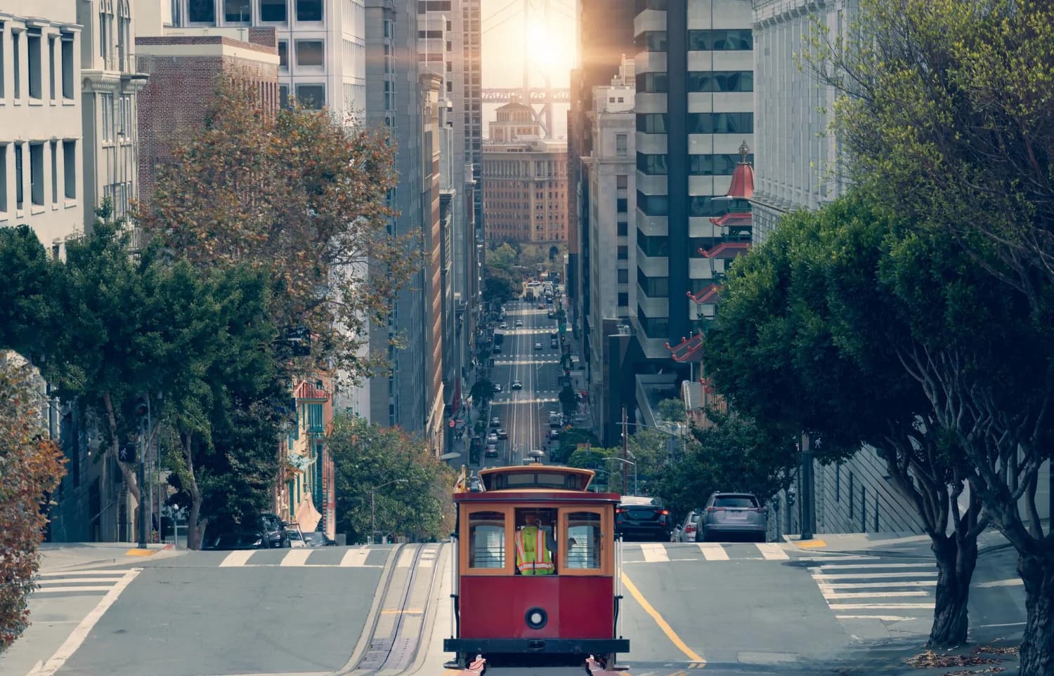 san francisco látkép cable car